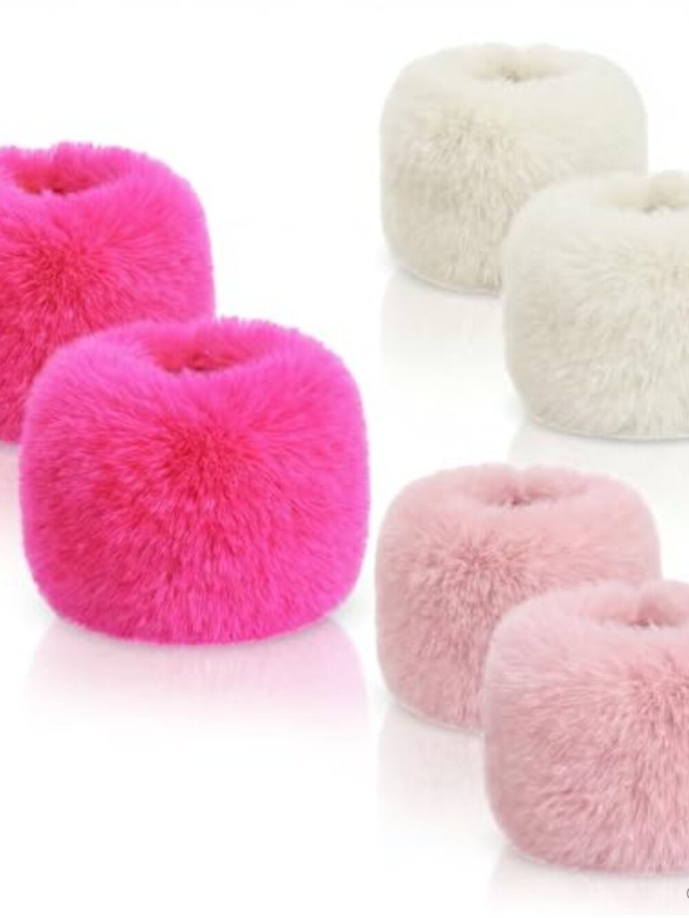 Faux Fur Wrist Cuffs Warmers Set of 3 Pairs for Women